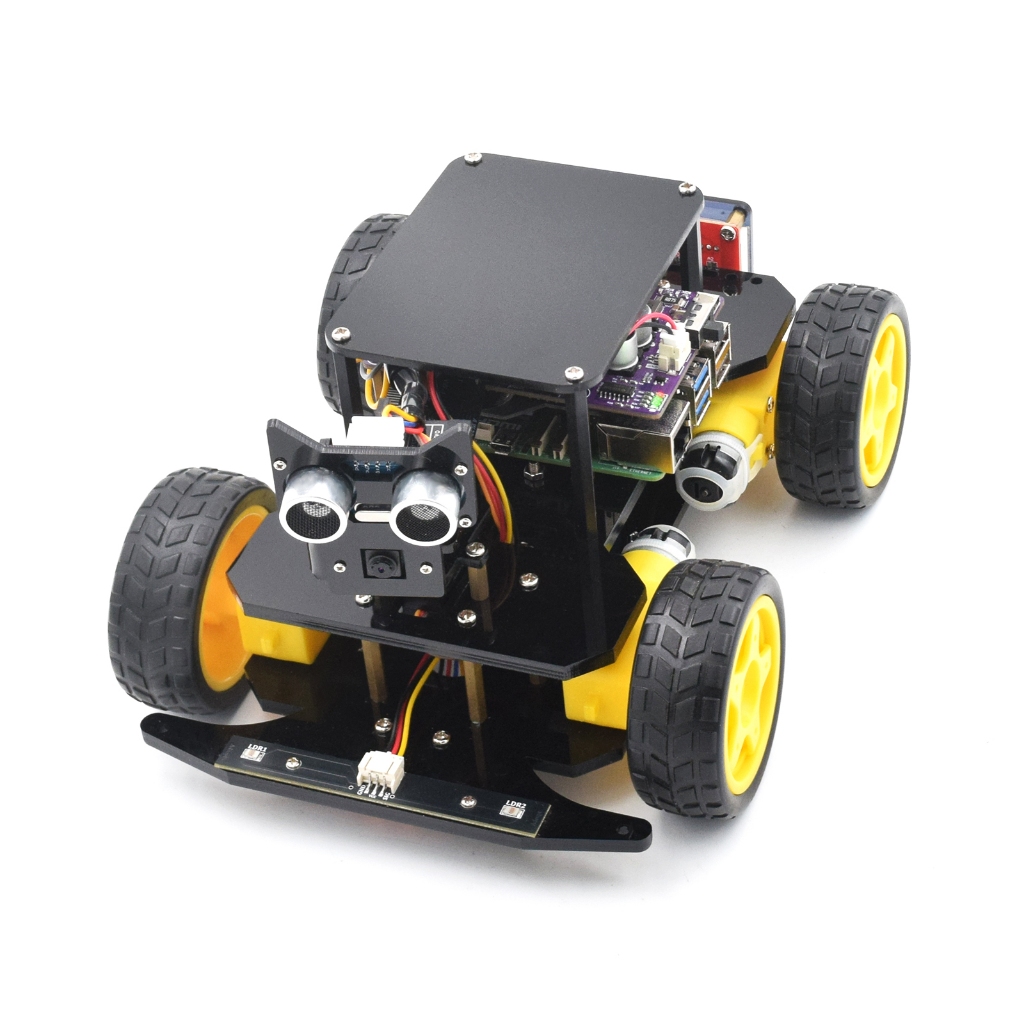 Adeept 4WD Smart Car Kit for Raspberry Pi 5/4B/3B/3B+(Board Not Included), Line Tracking, Light Trac