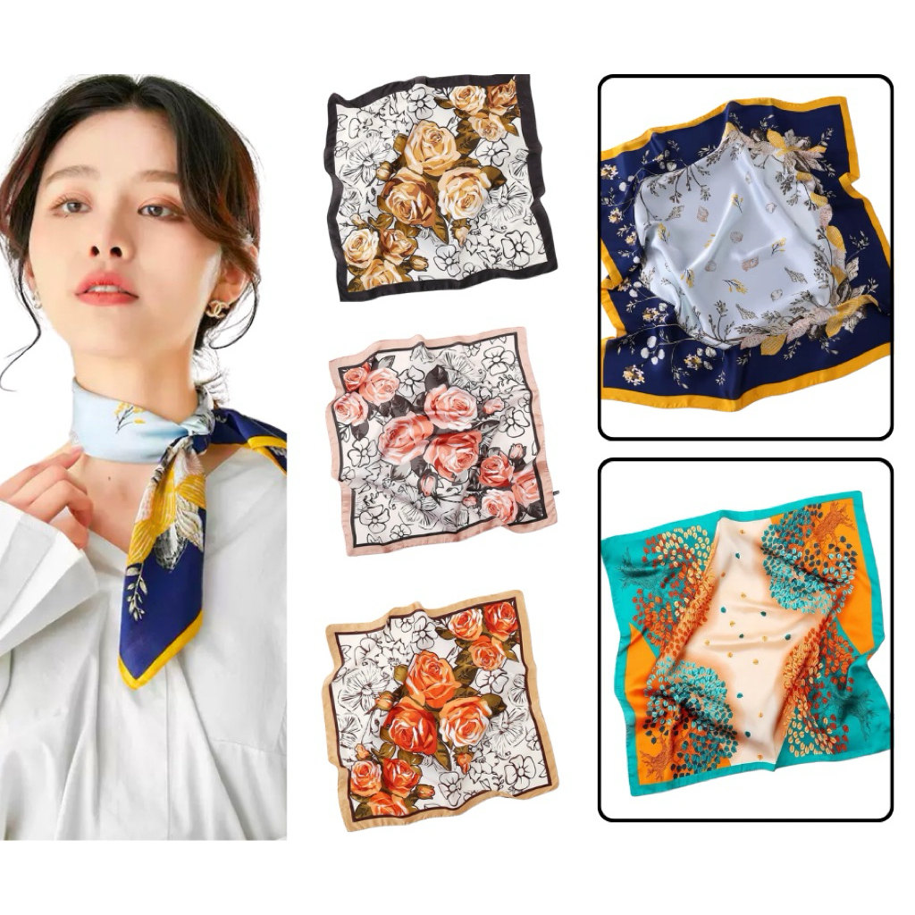 ส่งไว!!P&P ผ้าพันคอ ผ้าโพกผม ผ้าคลุมไหล่ ขนาด70x70Cm.