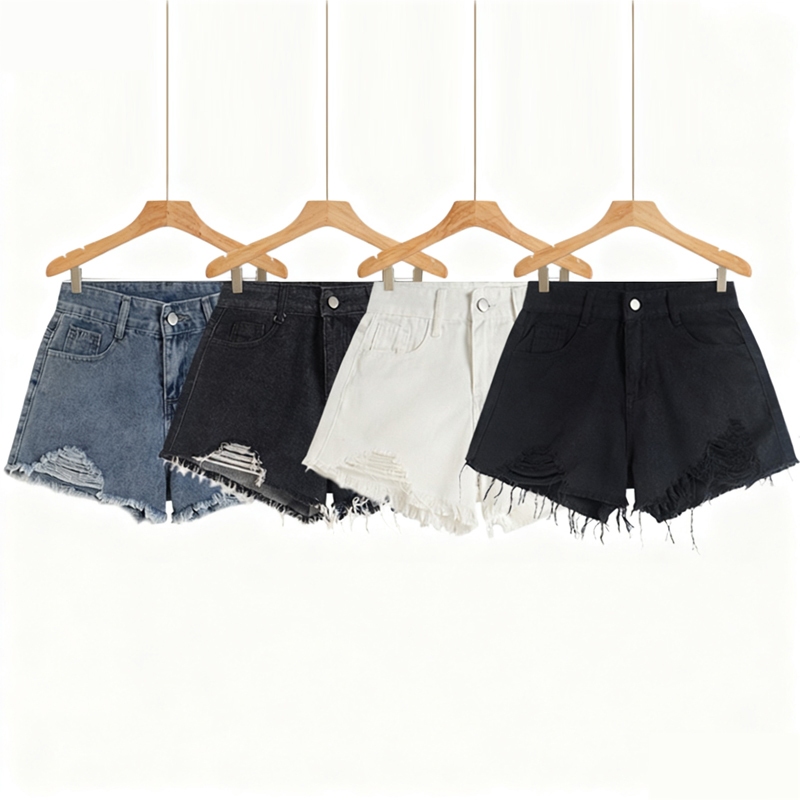 Yoka ส่งไวจากไทยS~2XL กางเกงยีนขาสั้น เอวสูง สไตล์เกาหลี Clothing Jean Lady Women เสื้อผ้า ยีนส์ ผู้หญิง