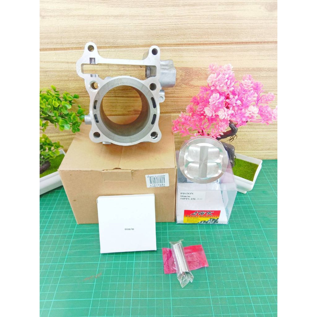 ชุดเสื้อสูบ PCX160 LEAD giorno ใส่รูป LHK 60 61 62 66 (P) (บ่าเต็มปลอกยาว) พร้อมเจาะรูน้ำท้ายปลอกยาว