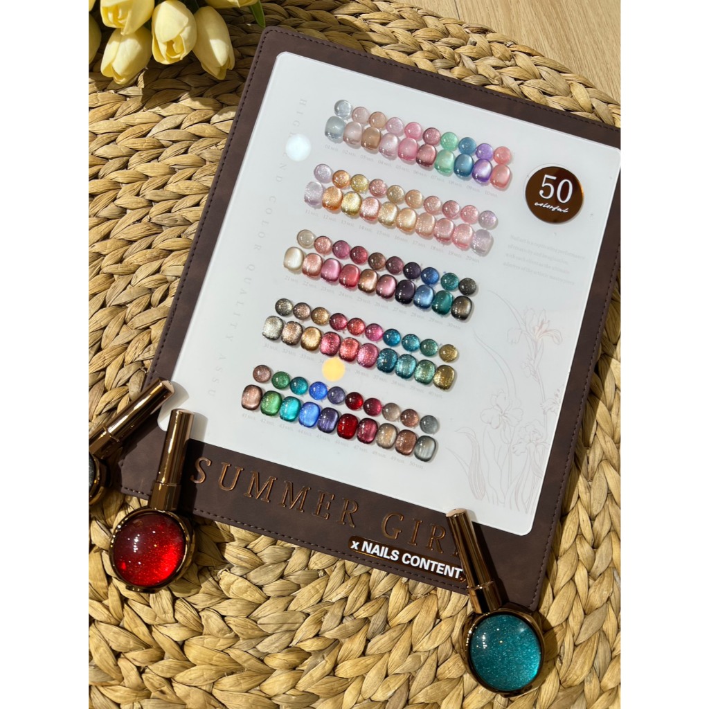 (ขวดสีใหม่ล่าสุด) สีเจลลูกแก้ว  50 สี Summer girl X Nails Content 2026  พร้อมชาร์จ
