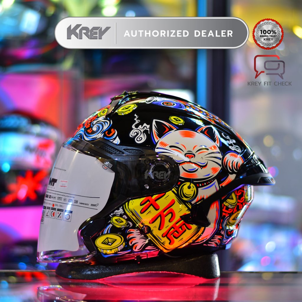 หมวกกันน็อค MT COSMO SV LUCKY CAT GLOSS BLACK