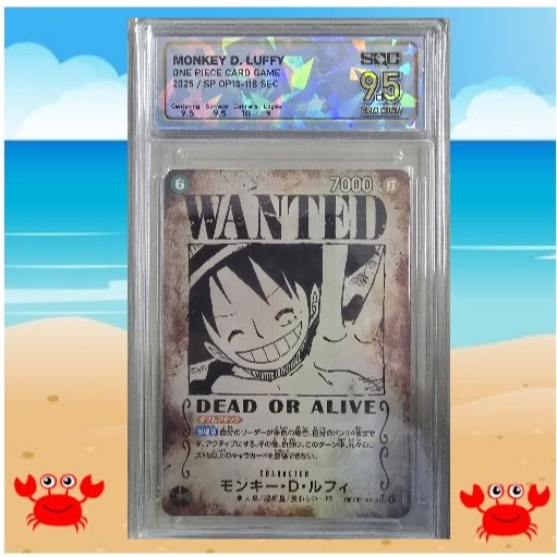 การ์ดเกมส์ วันพีช เกรด sqc9.5 op13 118 ใบประกาศจับ ลูฟี่ พร้อมส่งทันที One piece
