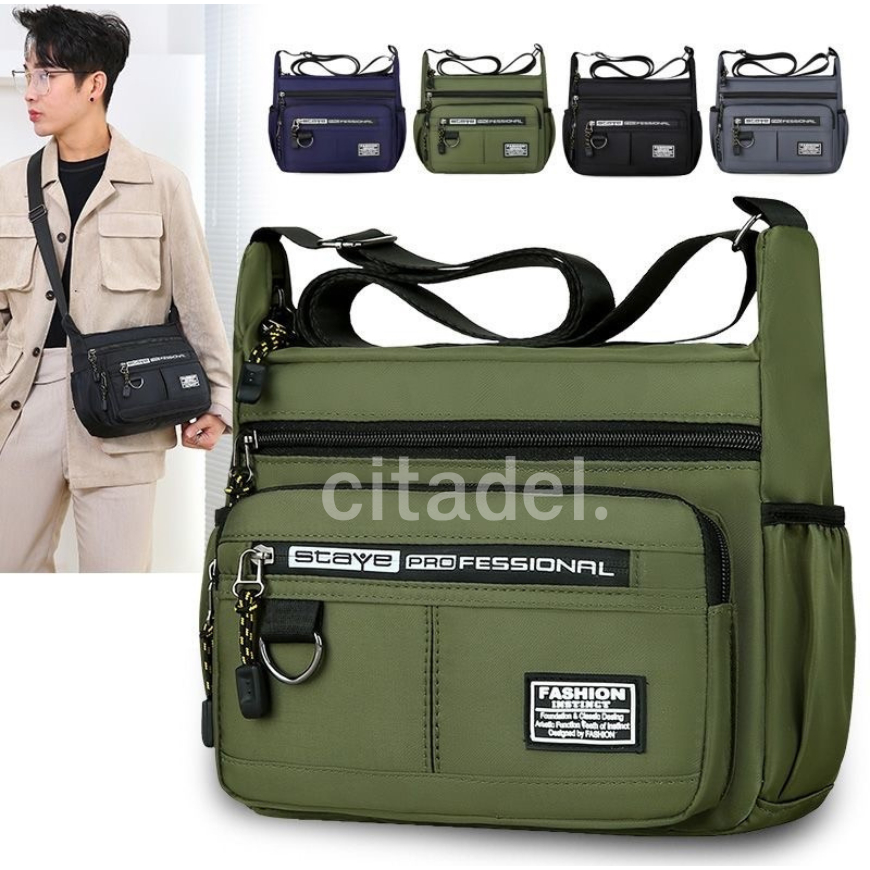 citadel.กระเป๋าสะพายไหล่ สะพายข้าง แต่งซิป อเนกประสงค์ มีหลายช่องในการใช้งาน พร้อมส่งในไทย มีบริการส่งด่วน Z-041
