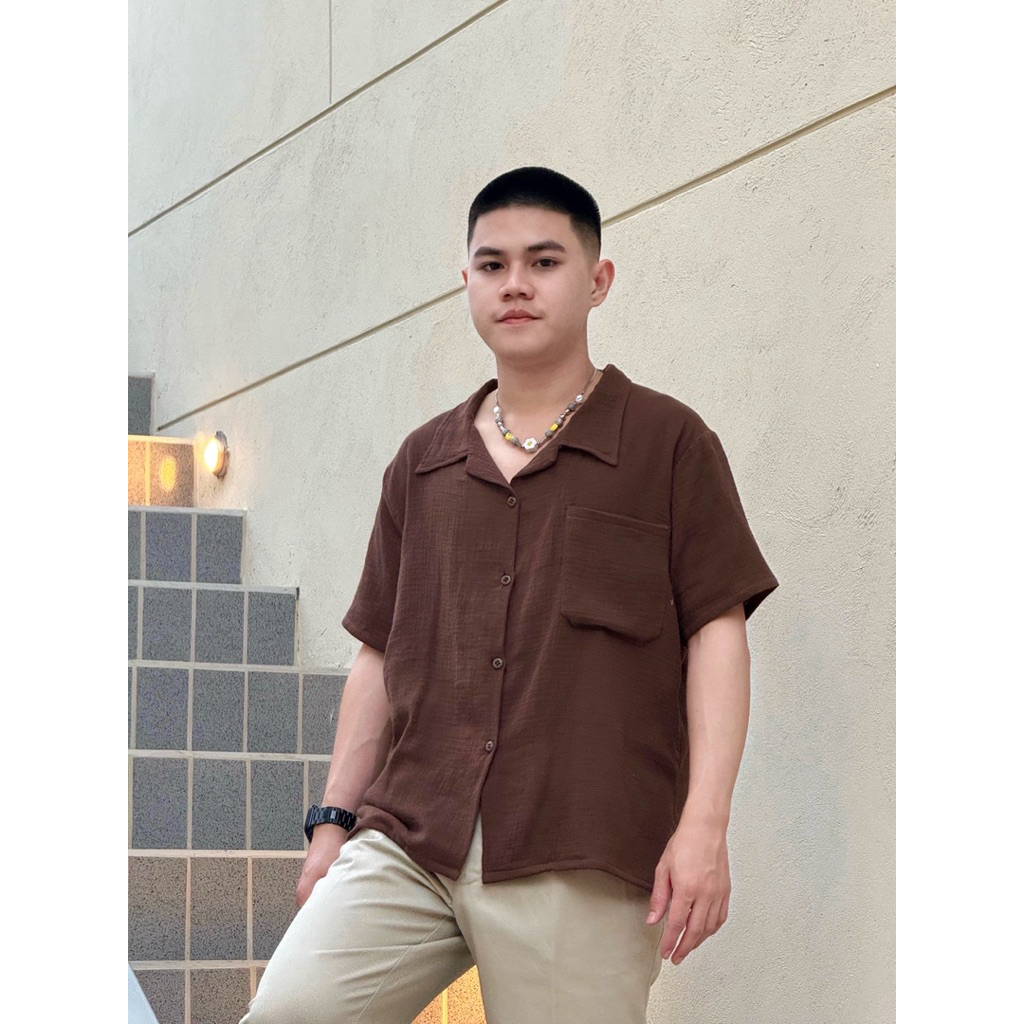 Lucus  เสื้อเชิ้ตคอปกผ้าสาลู 2 ชั้นและผ้าลินินผสมฝ้าฝ้าย เสื้อผู้ชาย ราคา ถูกที่สุด ดีลบีเคเค แกลเลอรีภาพที่ 7