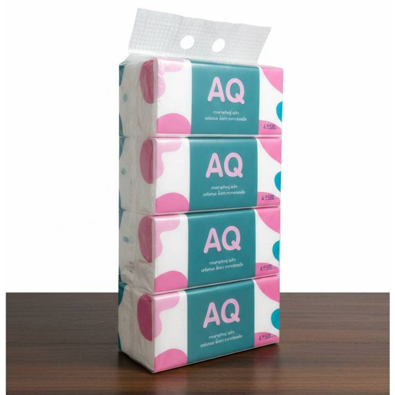 คุ้ม😮1 แพ็คx4ห่อใหญ่😮 AQ ทิชชู่ หนา4ชั้น 520แผ่น/ห่อ*