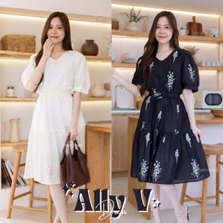 Ally V Dress เดรสสุดคิวท์ทรงปล่อย ใส่สบาย ไม่ต้องรีด ตัดต่อเ…