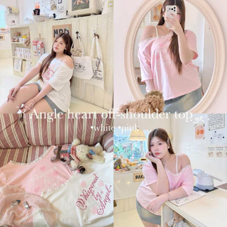 Angle heart off-shoulder top💒🎀🪽”เสื้อโอเวอร์ไซส์ปาดไหล่น้องสกรีนลายน่ารักมาก “
