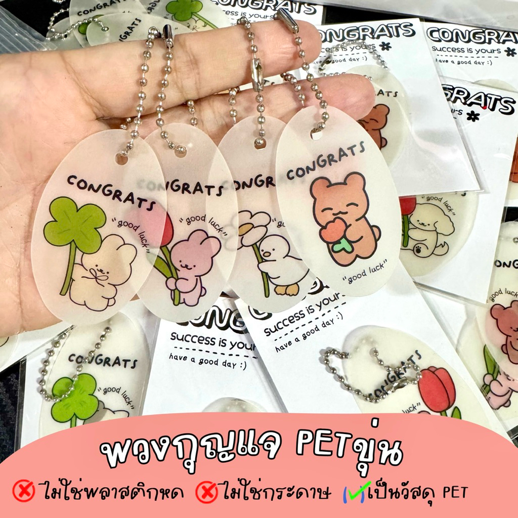 ของขวัญ ปัจฉิม พวงกุญแจ PET ขุ่น 3.5x6 cm มีลายเยอะ (จัดคละลาย)