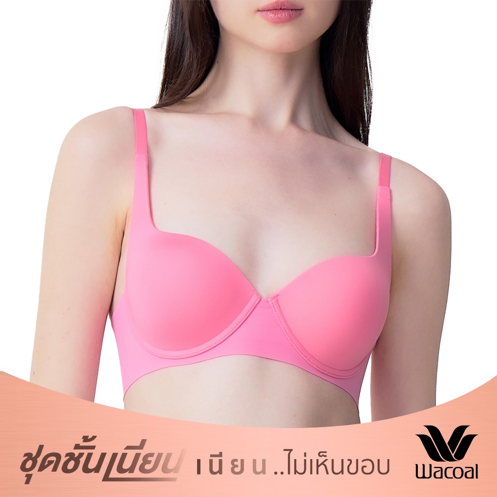 Wacoal Mood ชุดชั้นเนียน บรามีโครง ฟองน้ำบาง รุ่น MM1H43 สีชมพู (CP)