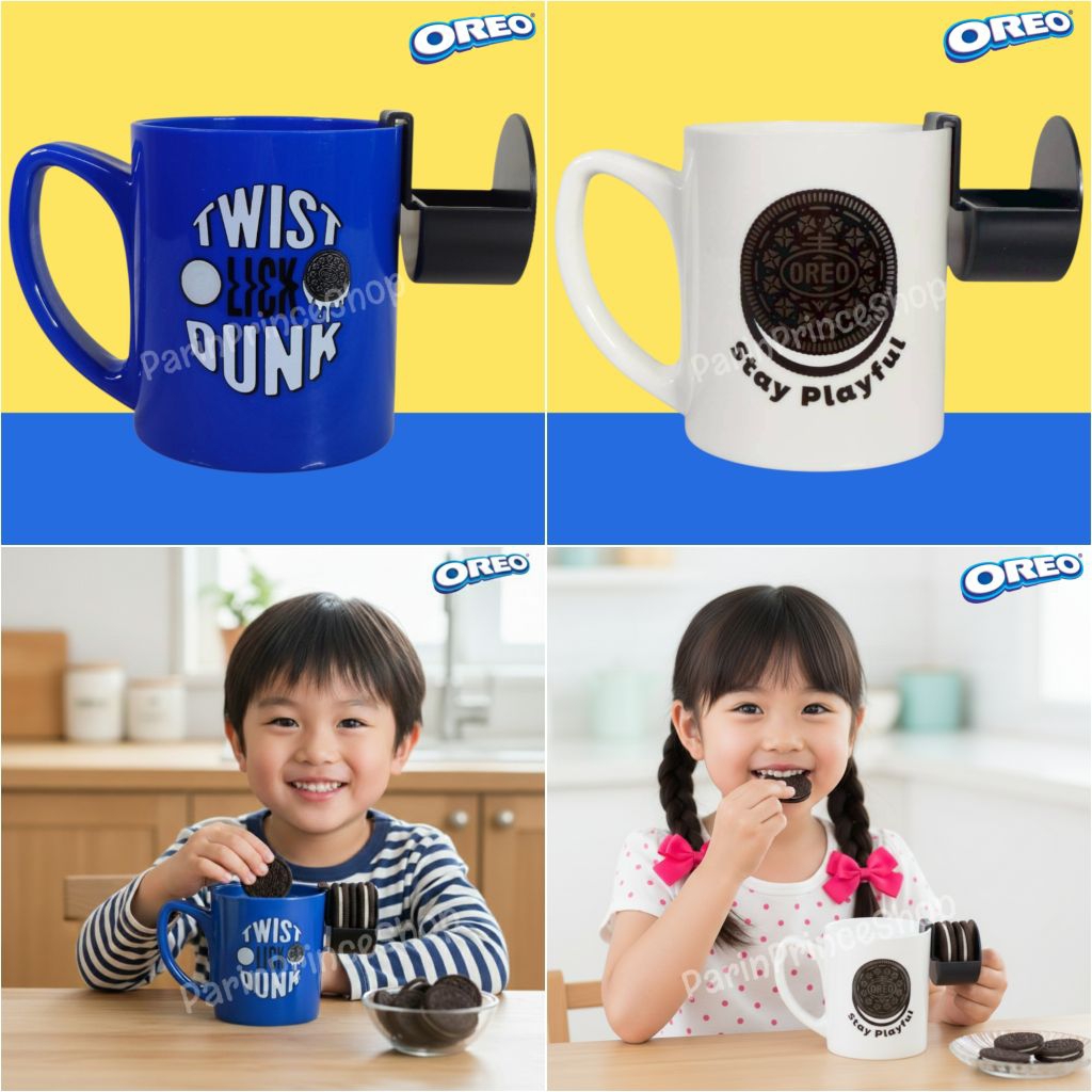ของแท้ % แก้วน้ำ OREO แก้วโอรีโอ้ แก้วน้ำพลาสติก โอริโอ้ พร้อมที่ใส่คุกกี้โอรีโอ้ที่ข้างแก้ว Limited Edition