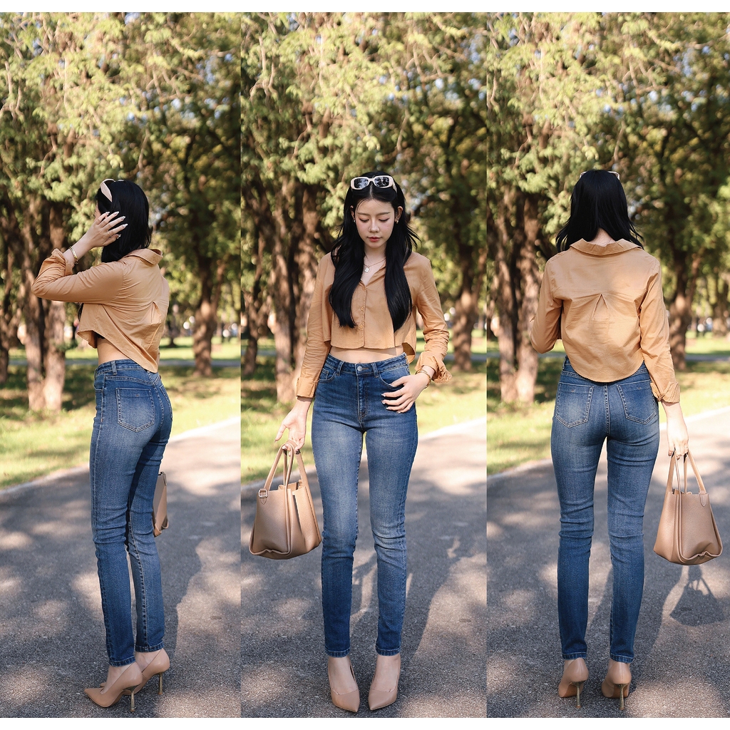 N7076 SKINNY JEANS IN MEDIUM FADE BLUE - NUMBERSEVEN