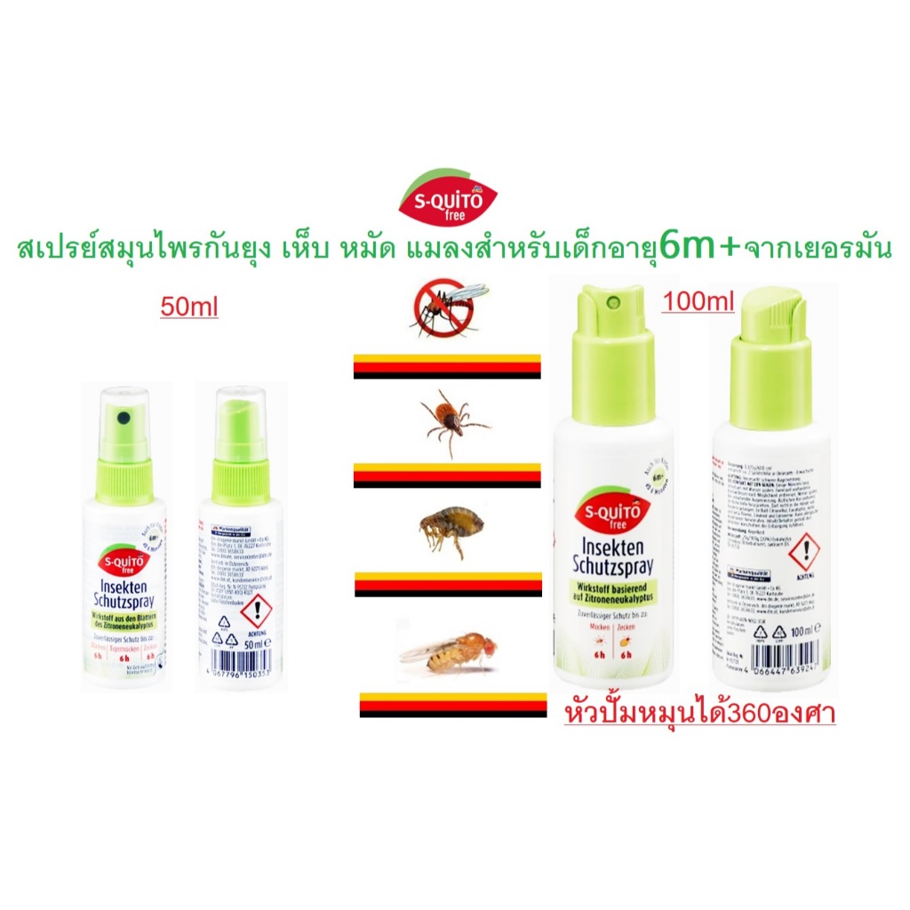 สเปรย์กันยุงเด็กรักษาอาการอักเสบจากยุงและแมลงกันจากเยอรมัน S-quito free-Spray