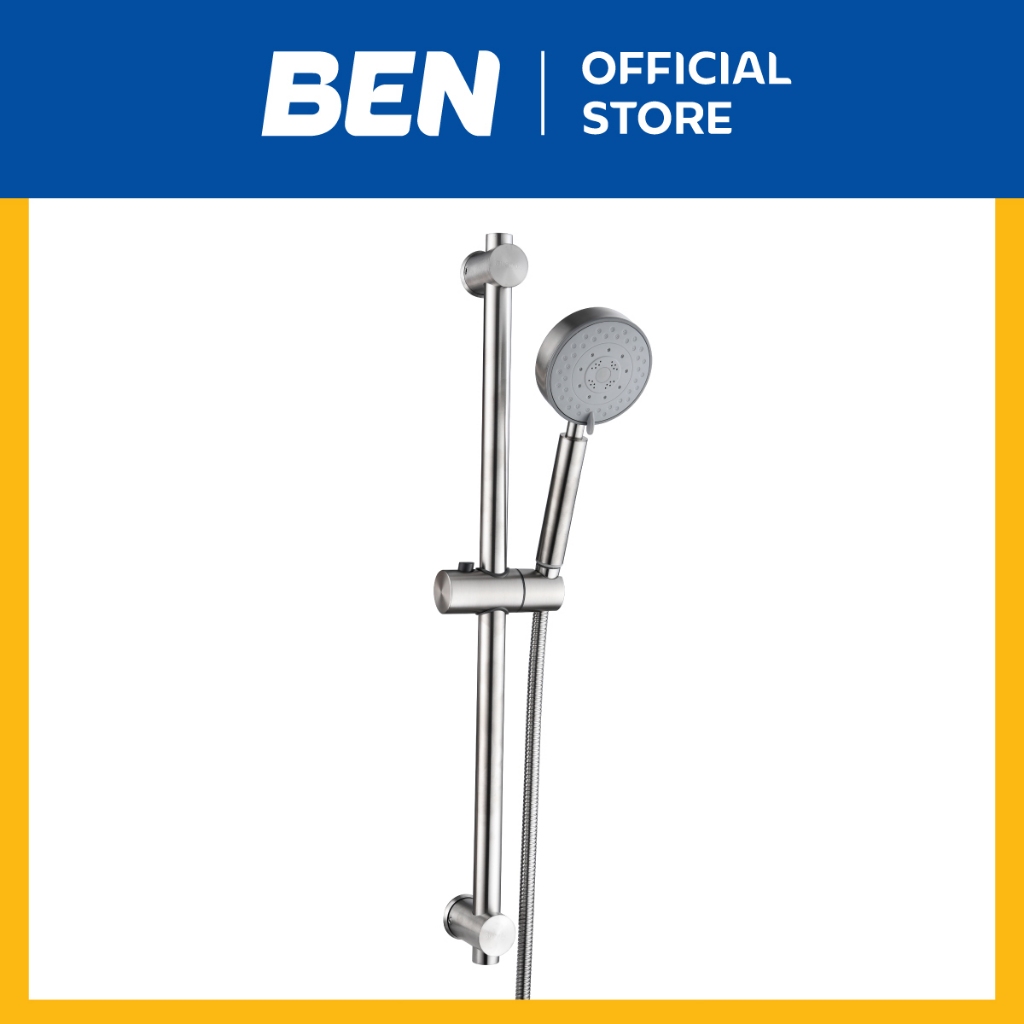 BEN D442-D1234 ฝักบัวมือราวเลื่อนพร้อมสาย สายน้ำ 5 ระบบ ปัดหน้าฝักบัวเปลี่ยนสายน้ำ วัสดุสแตนเลส 304 สายสแตนเลสยาว 150 cm