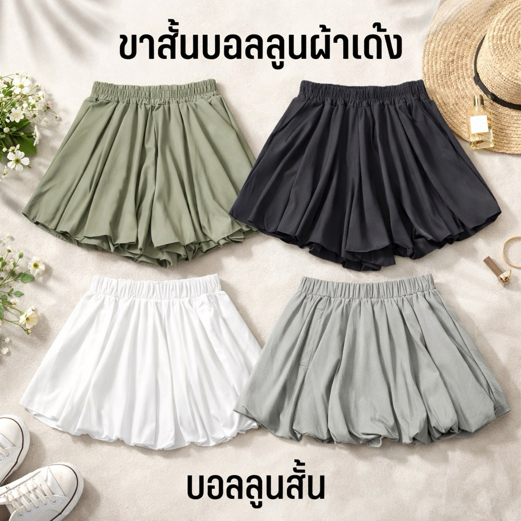 ขาสั้นบอลลูนผ้าเด้ง(เป็นกางเกง)และบอลลูนสั้น(เป็นกระโปรง)