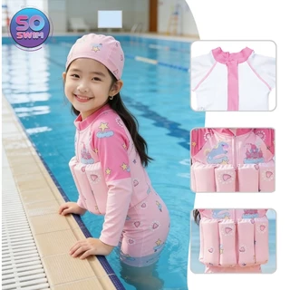 soswim ชุดว่ายน้ำเด็กผู้หญิงมีชูชีพในตัว ลายน่ารักมากค่ะ รุ่น2590/2591พร้อมส่งในไทย