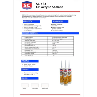 แดป Acrylic Sealant กาวอะคลิลิคSC134 สีขาว สินค้าขายเป็นหลอด บรรจุ 25 หลอด/ลัง