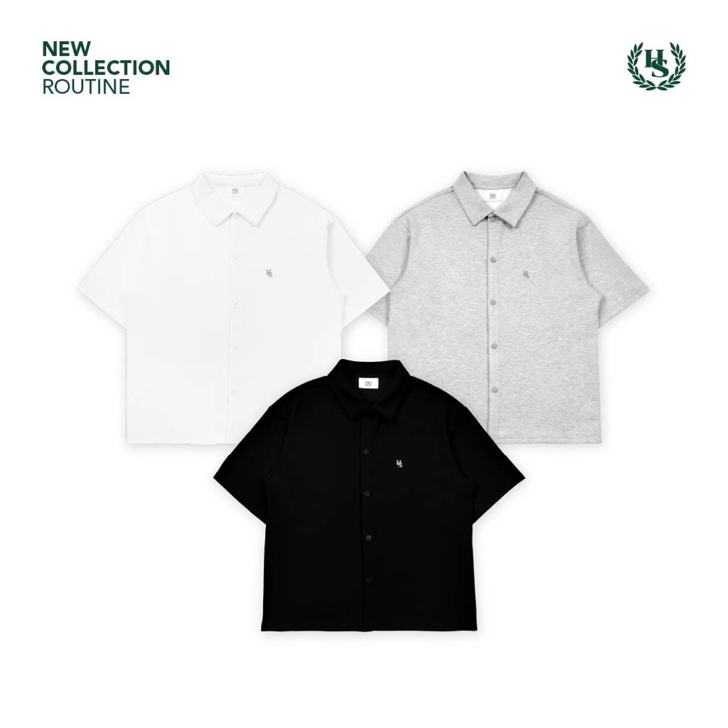 Highschool Basic Collection : Relax Comfy neoprene Shirt เสื้อเชิ้ต คอปก คอมฟีนีโอพรีน - TPB07598