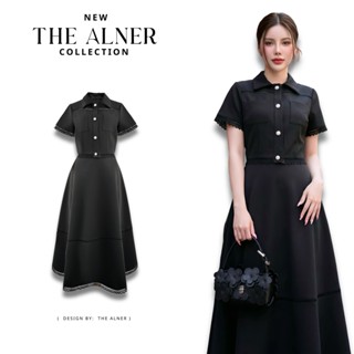 Thealner-AN669 (เซ็ตเสื้อคอปกกระดุมมุกแขนสั้นแต่งชายลูกไม้+ก…