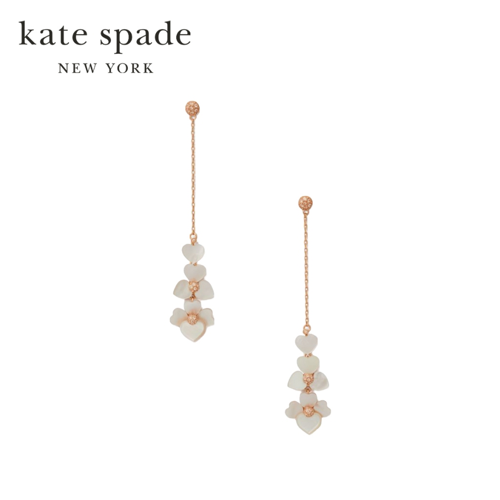 Kate Spade New York ต่างหูแบบเส้นตรงรุ่น precious pansy linear earrings WBRUH911 274 สี Shell