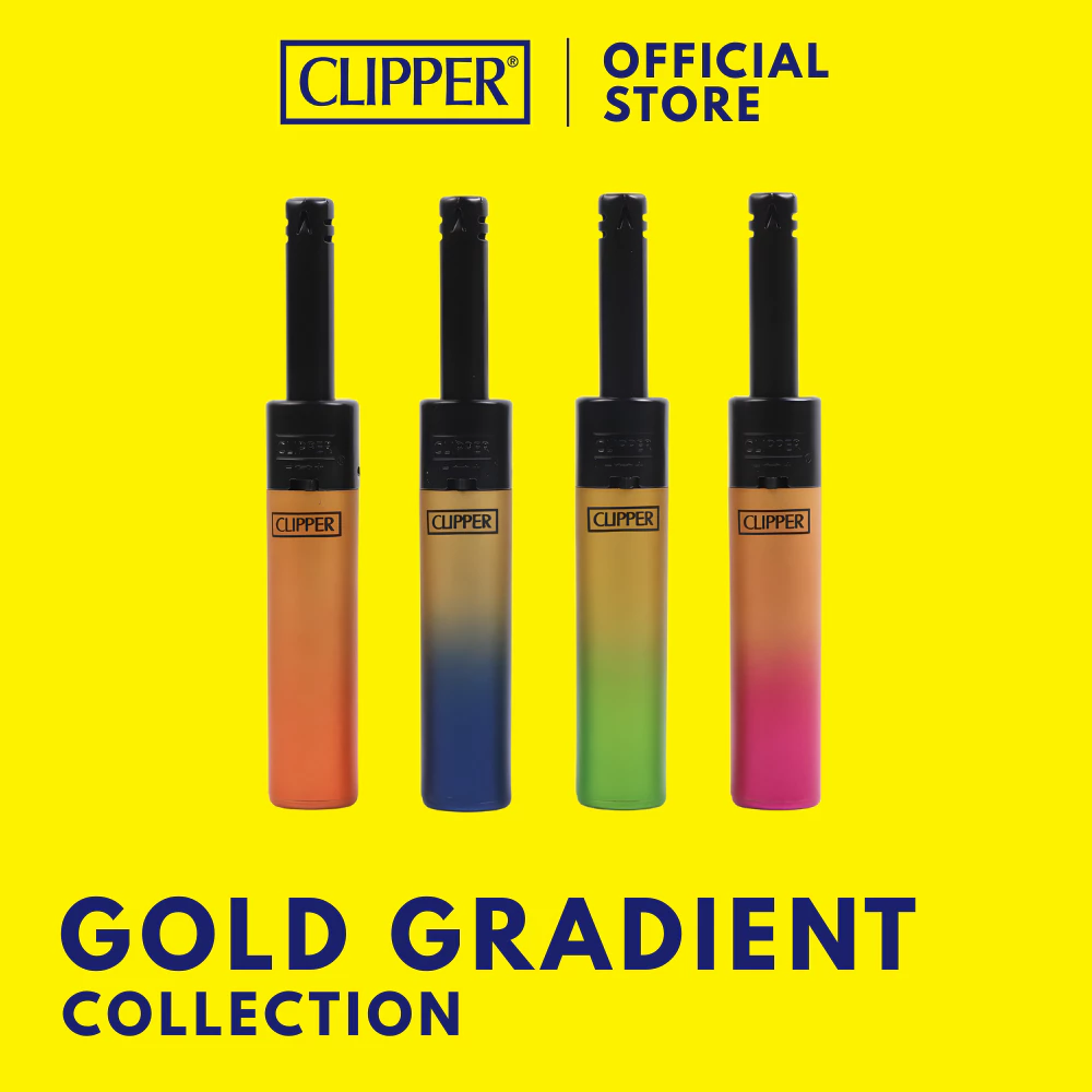 ไฟแช็ค คลิปเปอร์ Clipper Lighters Minitube Gold Gradient ไฟแช็คเติมแก๊สได้ ไฟแรงสู้ลม จุดไฟให้แสงสว่างแบบพกพาสะดวก
