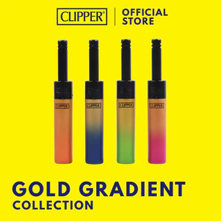 ไฟแช็ค คลิปเปอร์ Clipper Lighters Minitube Gold Gradient ไฟแช็คเติมแก๊สได้ ไฟแรงสู้ลม จุดไฟให้แสงสว่างแบบพกพาสะดวก