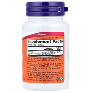 พร้อมส่ง - NOW Foods, Vitamin D3, 2,000 IU or 5,000 IU