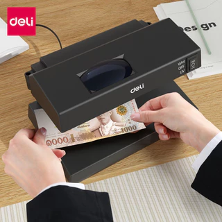 Deli เครื่องตรวจธนบัตร ตรววจแบงค์ปลอม ตรวจลายน้ำ แสงUV ใช้งานง่าย เลนส์ขยาย5เท่า Banknote Detector