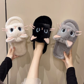 🎀สินค้าใหม่🎀รองเท้าสลิปเปอร์หน้าแมว รองเท้าแตะใส่ในบ้าน ผ้าขนนุ่มใส่สบาย รุ่น SH-1-37