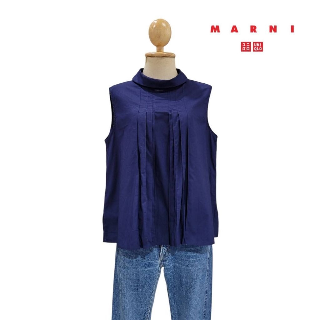 Uniqlo x Marni 22SS Sleeveless Cotton Tuck Blouse