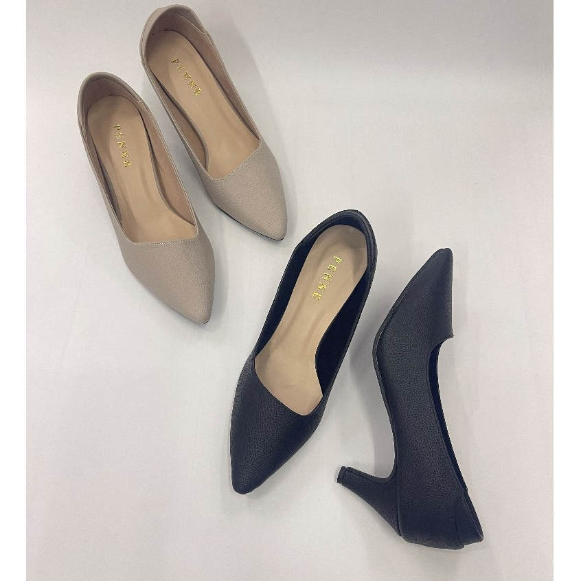 (No. 7035) รองเท้าคัทชูแฟชั่น หัวแหลม หนังลิ้นจี่  สูง 2.5 นิ้ว เบอร์ 36-40
