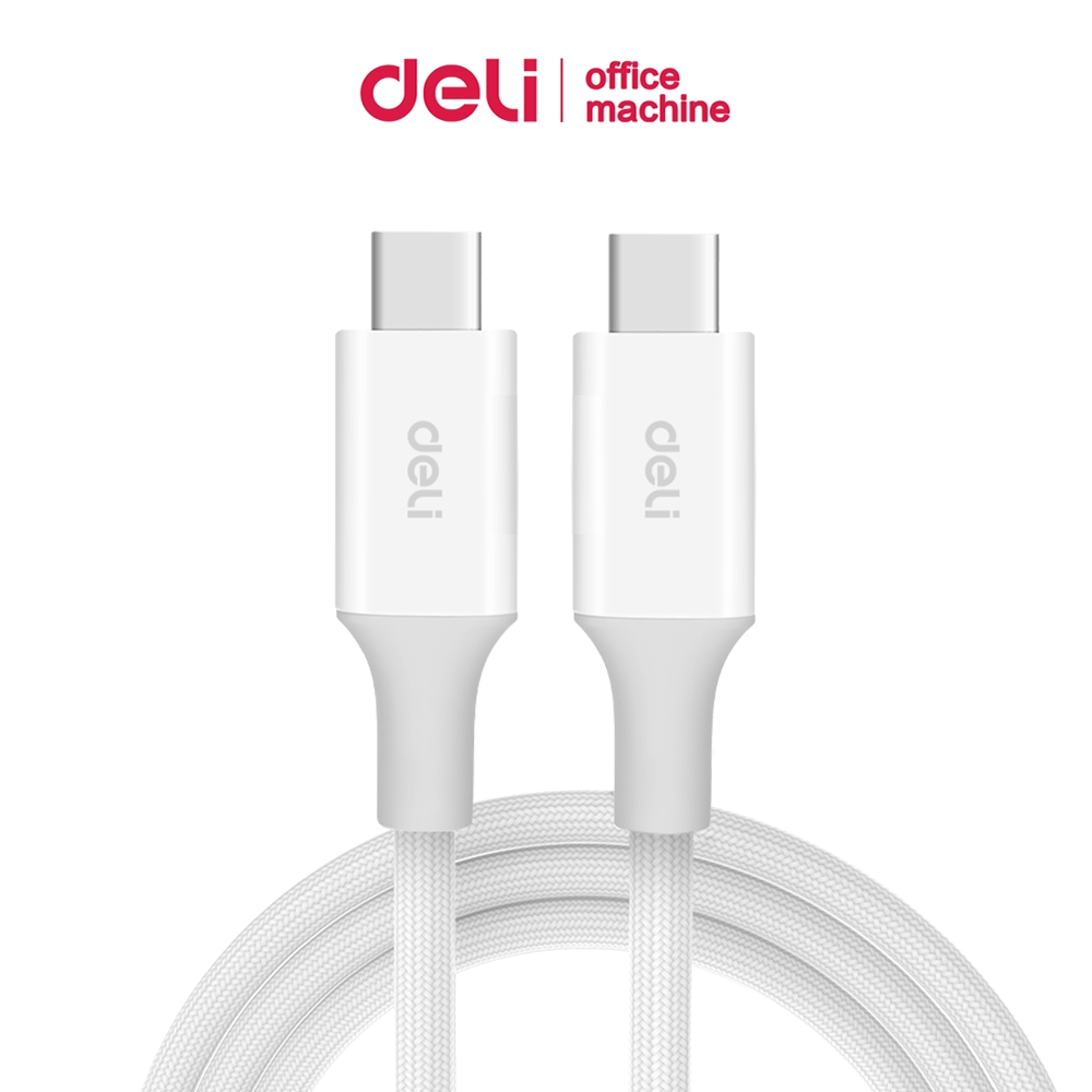 Deli สายชาร์จ สายชาร์จเร็ว 100W ส่งข้อมูลไว Type-C to C สายไนลอนถัก 480Mbps Fast Charging Cable