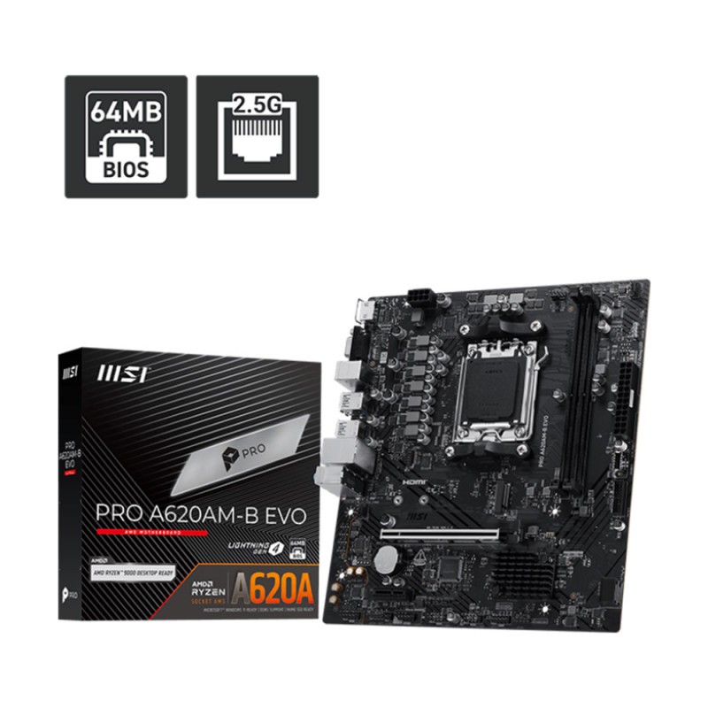 MAINBOARD (เมนบอร์ด)(AM5) MSI PRO A620AM-B EVO (3Y)