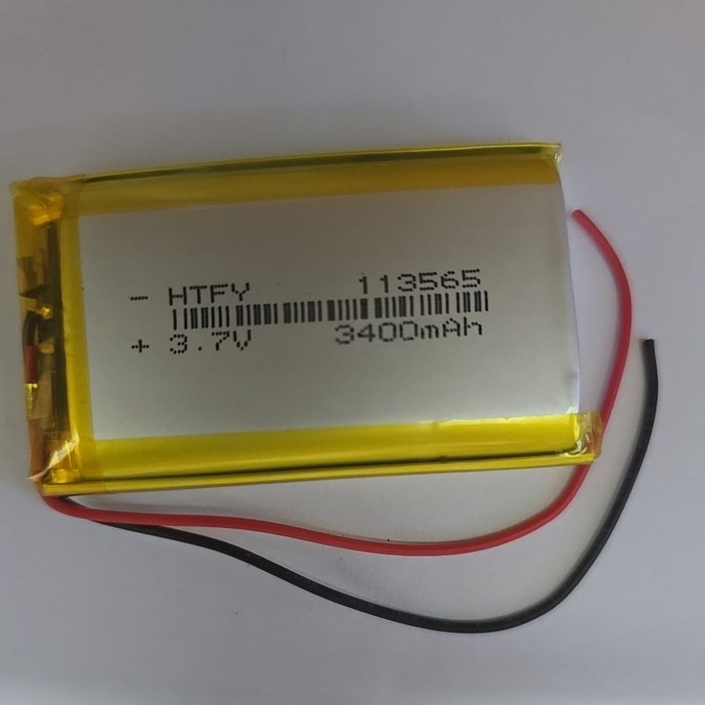 3.7V (เป็นแรงดันมาตรฐานของแบตเตอรี่ Li-Po แบบ 1 เซลล์)ความจุ: 3400mAh 113565