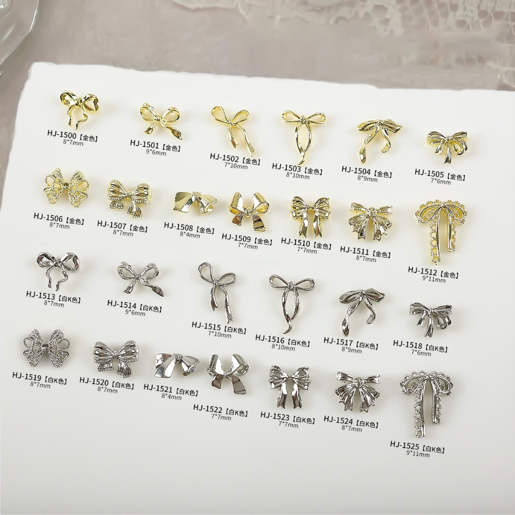 🇹🇭 [10 ชิ้น] อะไหล่โบว์ลูกคุณ สีเงิน สีทอง สำหรับตกแต่งเล็บ A28