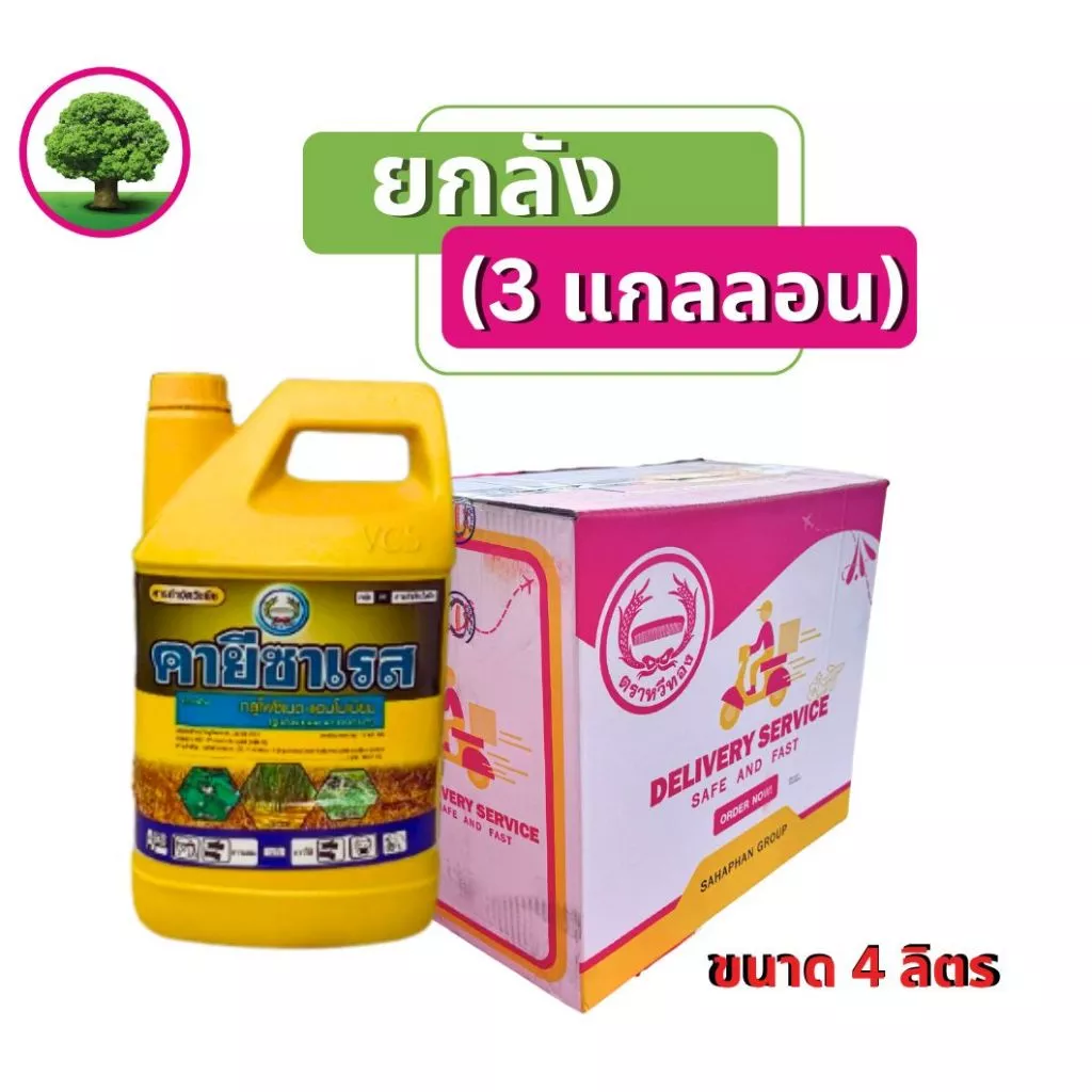 คายีซาเรส(เหลือง) 4 ลิตรแพ็คใหม่*ยกลัง มี 3 แกลลอน* กลูโฟซิเนตแอมโมเนียม15% กำจัดหญ้าใบแคบและใบกว้าง