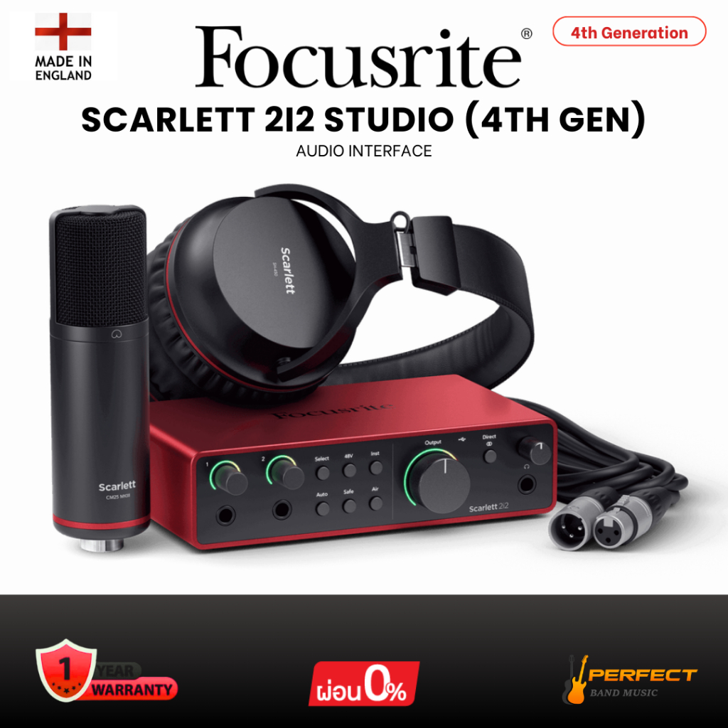 ชุดออดิโออินเตอร์เฟส Focusrite Scarlett 2i2 Studio (4th Gen) Audio Interface * กรุณาสอบถามก่อนสั่งซื