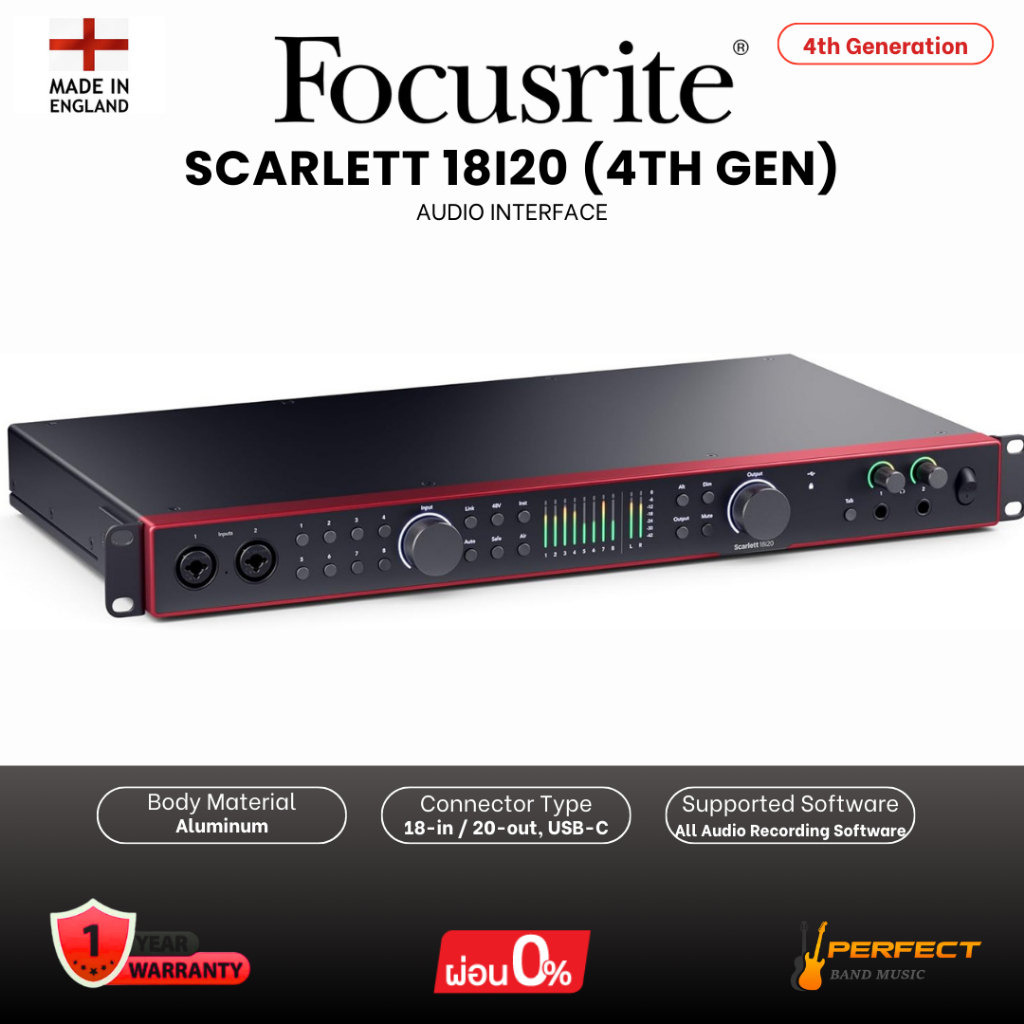 ออดิโออินเตอร์เฟส Focusrite Scarlett 18i20 (4th Gen) Audio Interface * กรุณาสอบถามก่อนสั่งซื้อ *