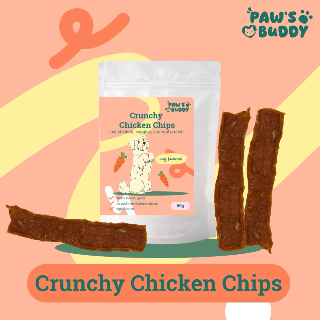 ขนมสุนัข สติ้กไก่และแครอท Paw’s Buddy แผ่นบางกรอบ 60g