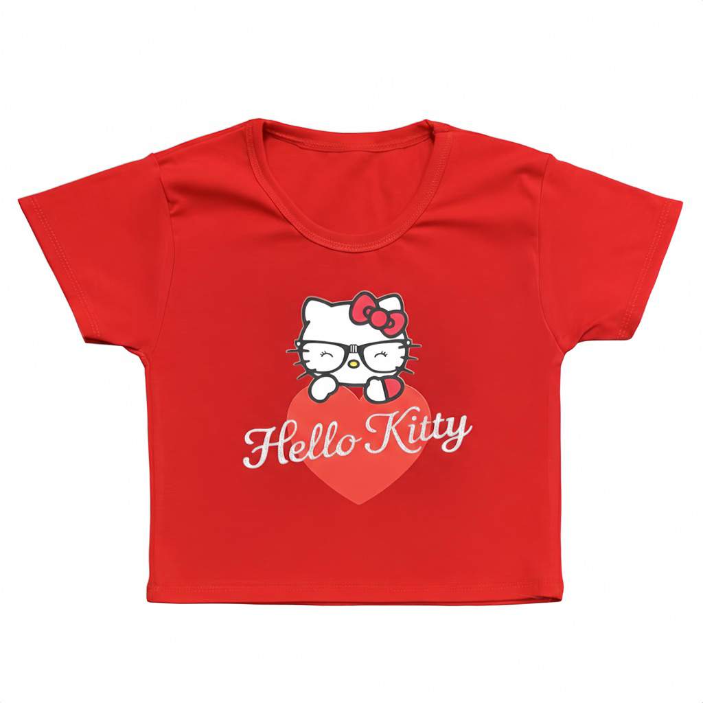 🔥SALE! เสื้อผู้หญิง ครอปรัดรูป [ เด็กเล็กใส่ได้ ] สกรีนลายการ์ตูน น่ารักมากก 🫶🏻✨