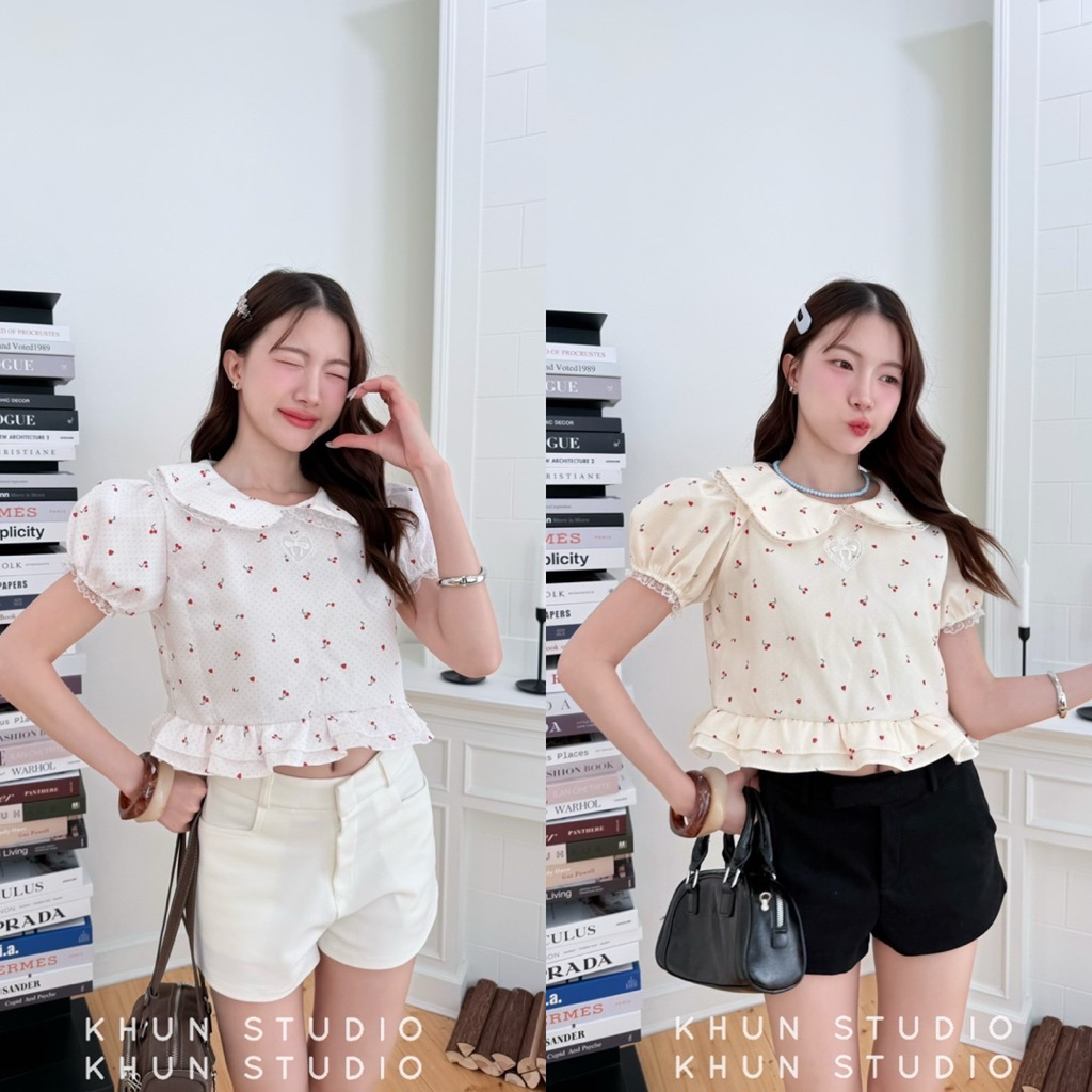 Khun studio เสื้อคอบัวแขนตุ๊กตา ชายระบาย
