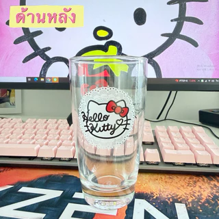 (ส่งด่วน) แก้วน้ำ Hello คิตตี้ 340 ml ดีไซน์น่ารัก ขอบลูกไม้ ของขวัญ สไตล์เกาหลี เหมาะสำหรับใส่น้ำผลไม้ เครื่องดื่ม