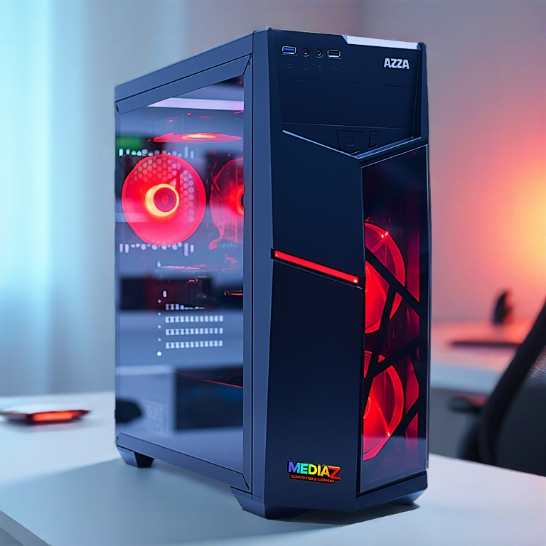 รุ่นขายดี เคส ATX รับการ์ดจอ3พัดลม ช่องdvd 5.25" กระจกนิรภัย เกมมิ่ง เย็น AZZA 221G Golem Case