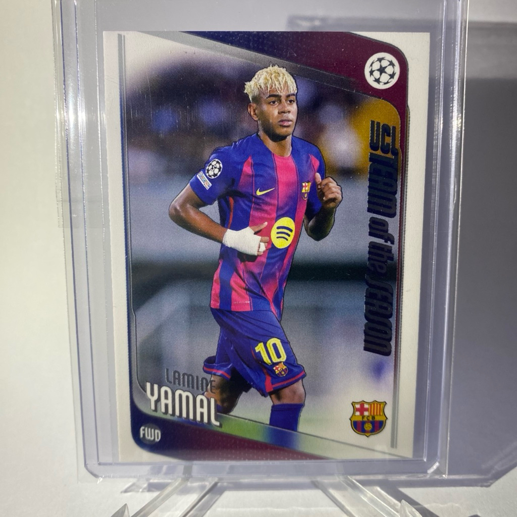 การ์ดนักฟุตบอล LAMINE YAMAL, BARCELONA, UCL TEAM OF THE SEASON, TOPPS 2026, No.10, (jersey number)