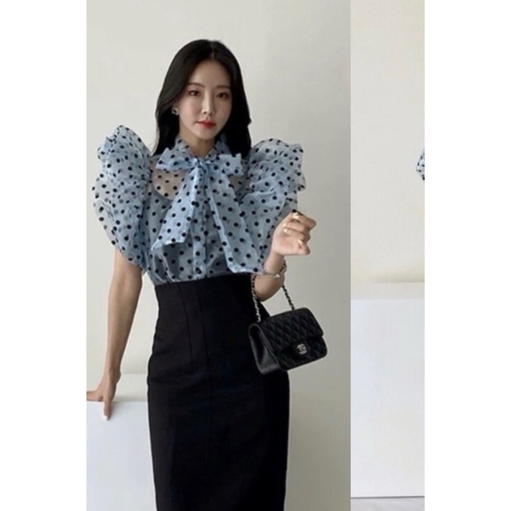 ผ้าแก้วลายจุดผูกโบว์