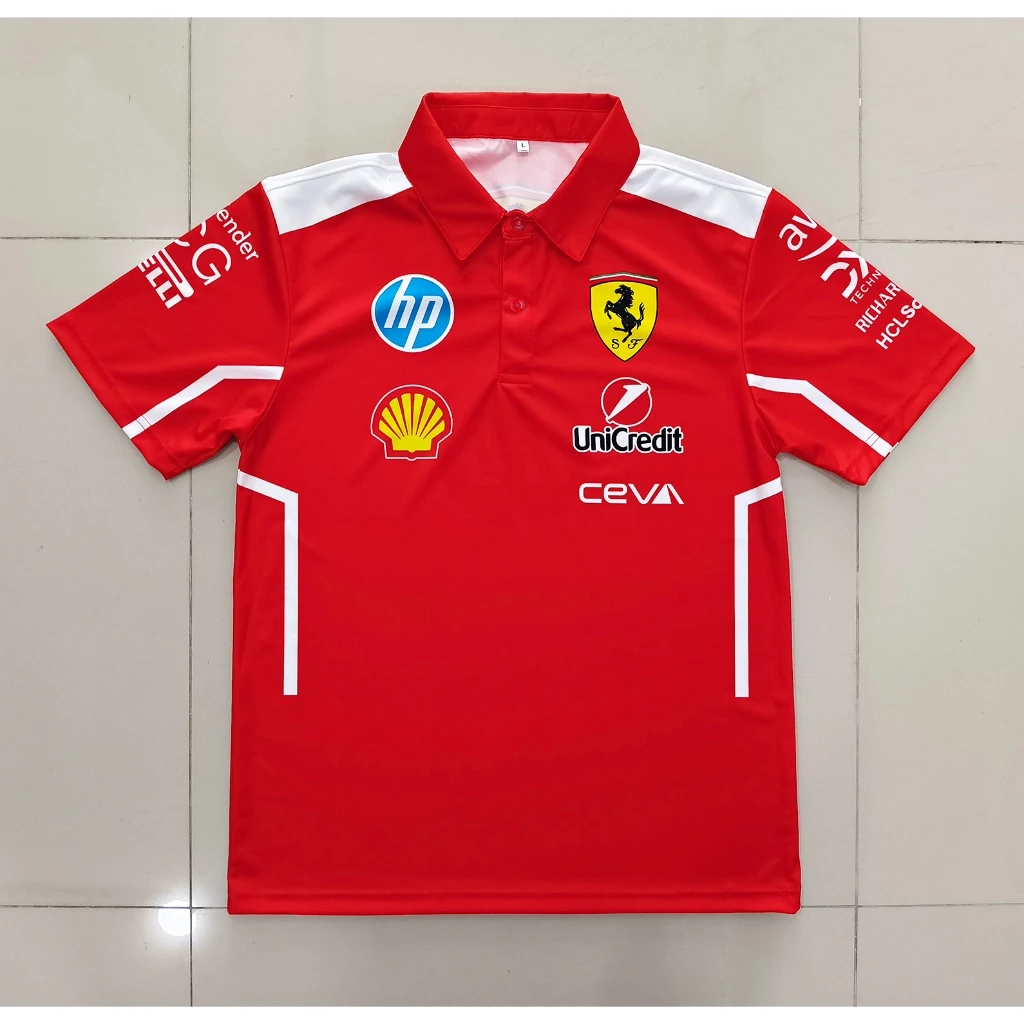 เสื้อ F1 เสื้อโปโลฟอร์มูล่าวันทีม เฟอร์รารี่ #FM0185 พิมพ์ทั้งตัว ไซส์ S-5XL