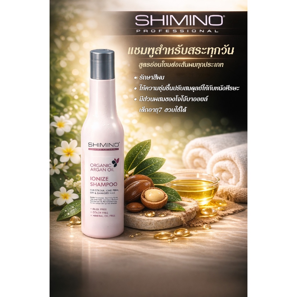 ชิมิโน ออร์แกนิค อาร์แกน ออยล์ ไอออไนซ์ แชมพู SHIMINO ORGANIC ARGAN OIL IONIZE SHAMPOO