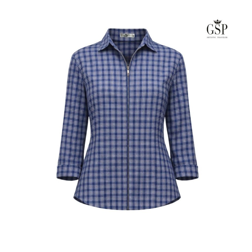 GSP Speacial Cotton Shirt Slim Fit เสื้อเชิ๊ตจีเอสพี เสื้อเชิ๊ตมีปก แขนยาว ผ้าคอตตอน สีฟ้า (PR2EDB)