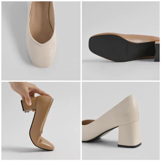 CHAAKAN [นำเข้าเกาหลี 100%] Begin Square Pumps รองเท้าคัทชูผู้หญิง ส้นบล็อก 6ซม. เดินมั่นคง ใส่ทำงาน ยืนนานไม่ปวดเท้า