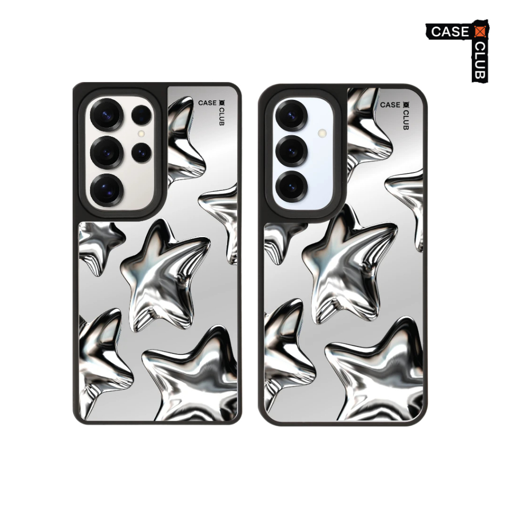 CaseClub เคสโทรศัพท์ เคสกระจก ลาย Metallic Star สำหรับ Galaxy S25/S24 Ultra/S25/S24